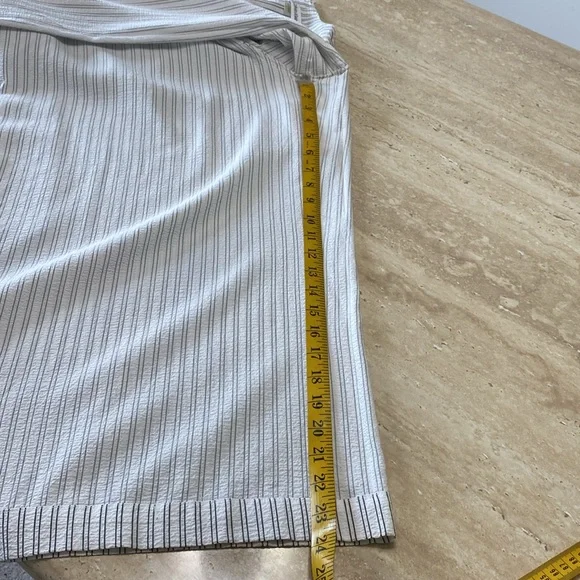 NWOT Jumpsuit Elegant Striped White with attached sash, very light and airy. - Picture 10 of 12